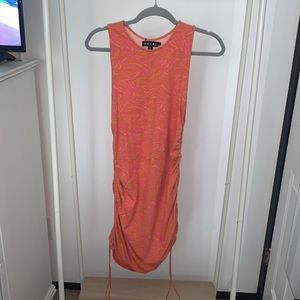 Ruched orange/pink dress